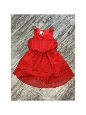 CRB Girl Red Dress Sleeveless Tiered‎ Chiffon Party Special Occasion Cute Size 7
